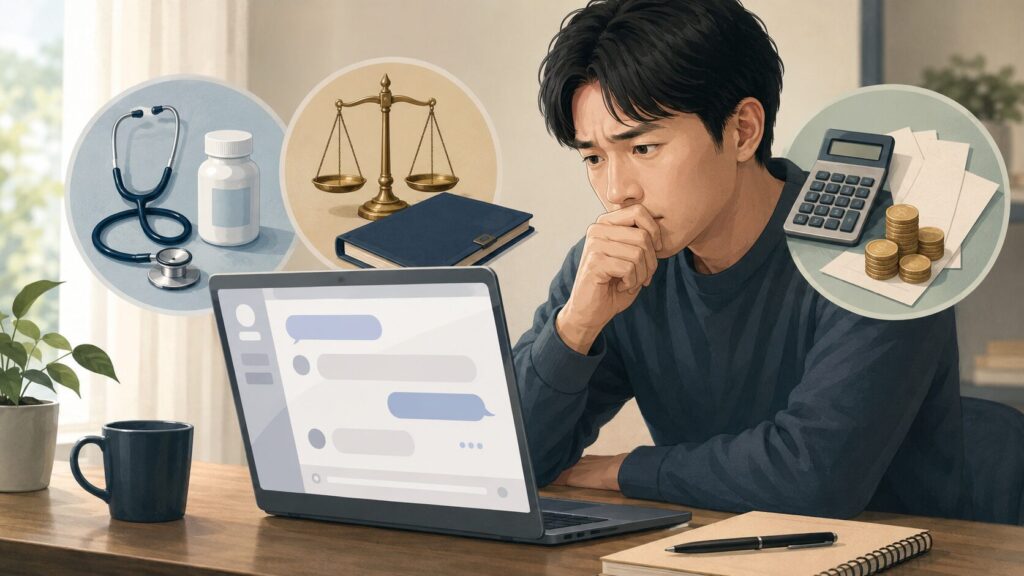 ChatGPTに医療や法律やお金の判断を任せる危険性を考える日本人男性