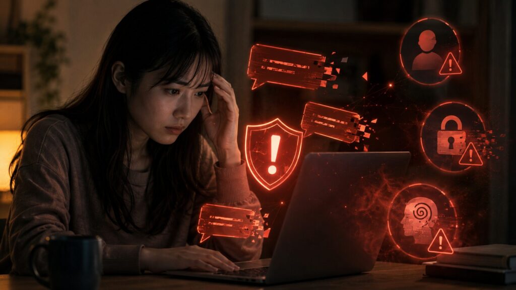 ChatGPTのNSFW解除によるアカウント停止や情報リスクに悩む日本人女性