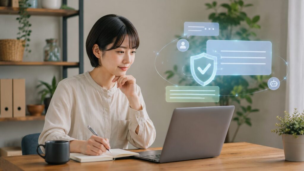 ChatGPT規制緩和の現状を確認しながら安全な使い方を整理する日本人女性