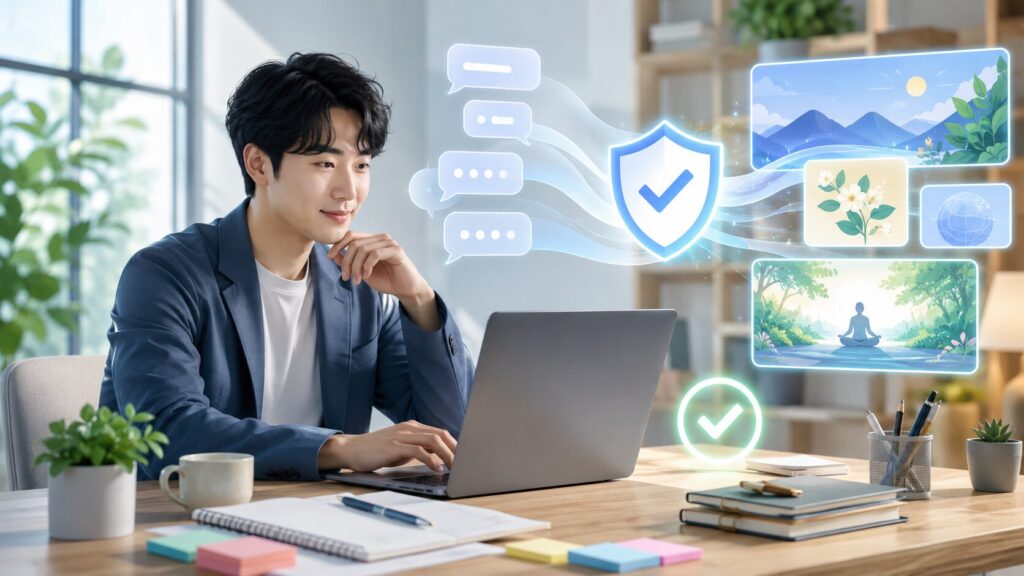 ChatGPTを安全に使うためのプロンプト設計と保護されたAI活用イメージ