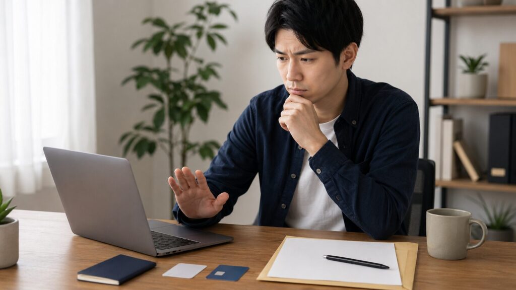 ChatGPTに個人情報を入力する前に慎重に判断する日本人男性