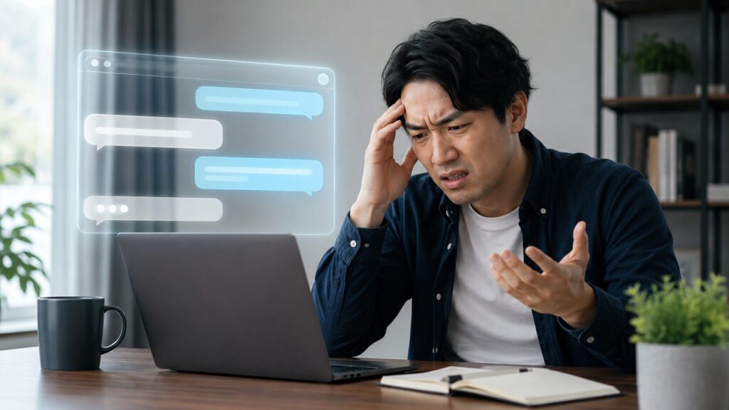 ChatGPTの回答がズレて困惑する日本人男性