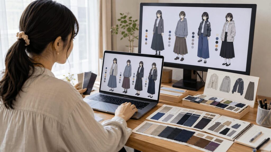 Stable Diffusionの服装プロンプトを具体化するための衣装デザイン作業