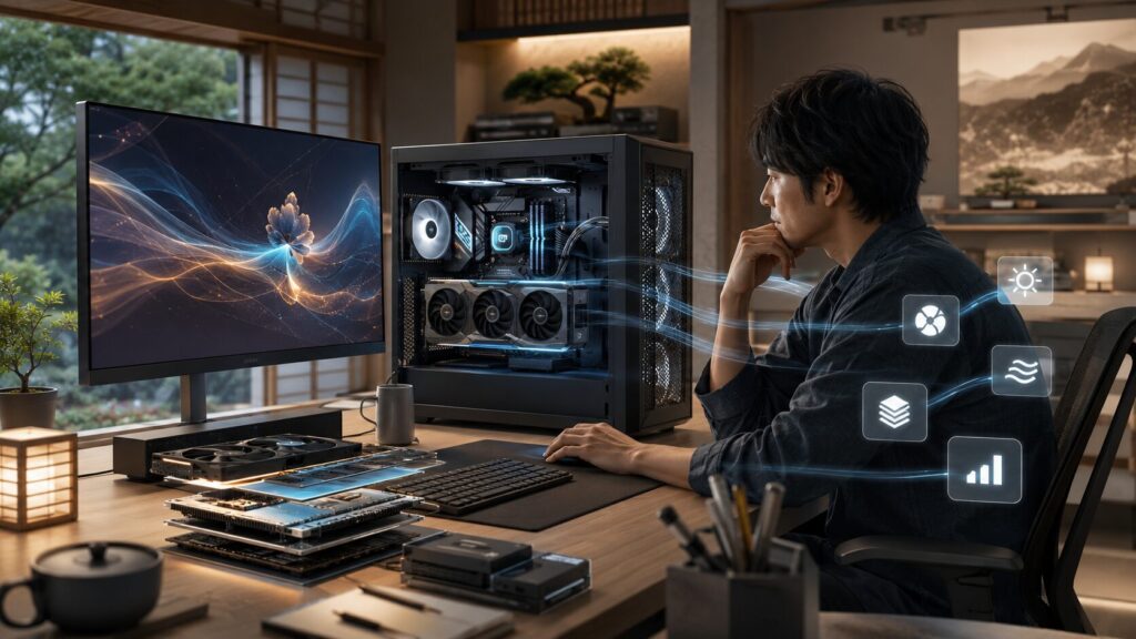 Stable Diffusionの生成速度を左右するPC環境とGPU設定のイメージ