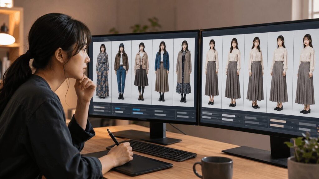 Stable Diffusionで服装指定を比較しながら調整する日本人クリエイター