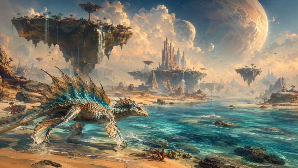 ChatGPTで作る未知の生物と浮遊島が広がる架空世界