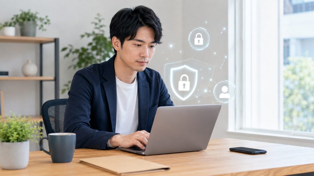 ChatGPTで個人情報を守りながら安全に利用する日本人男性