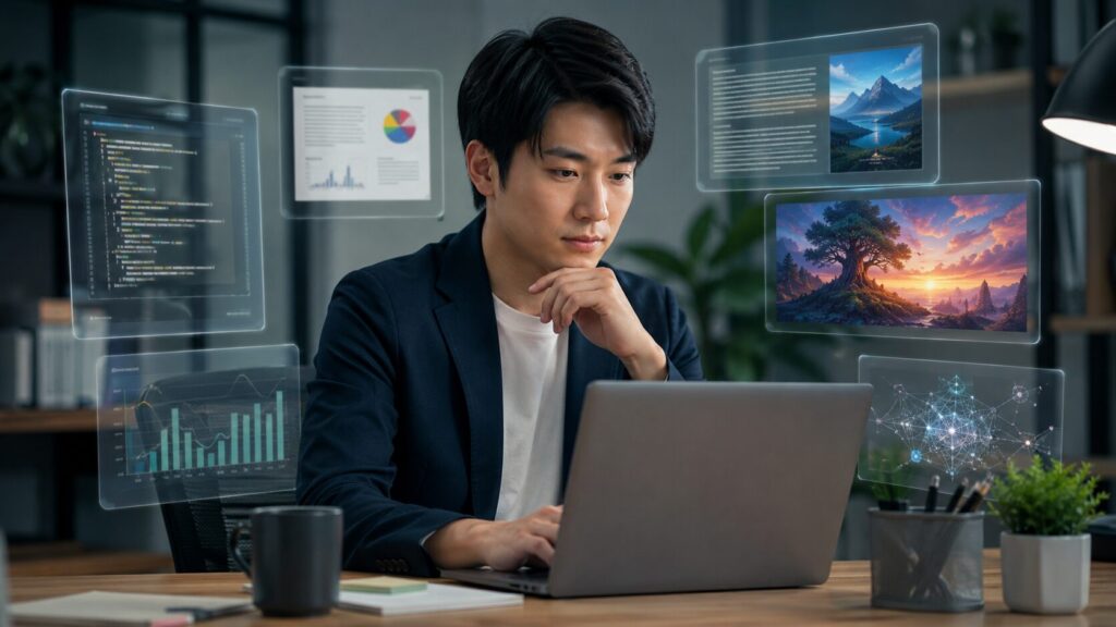 Deep ResearchやCodexなどChatGPT Plusの高度機能を仕事で使う男性
