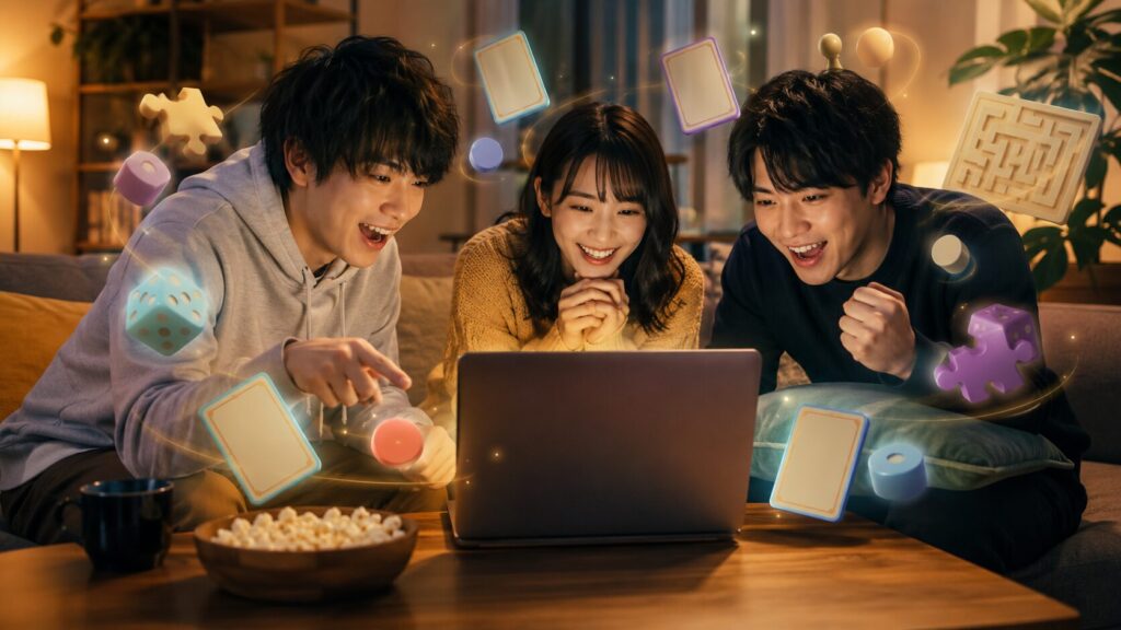 ChatGPTのクイズやゲームを友人同士で楽しむ日本人男女