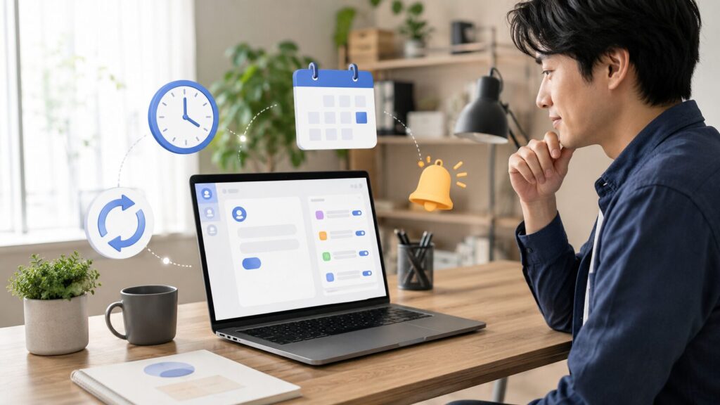 ChatGPTのタスク機能で予定や通知を自動化する日本人男性