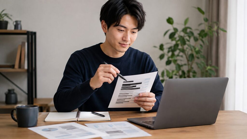 個人情報を匿名化してChatGPTの面接練習を準備する男性
