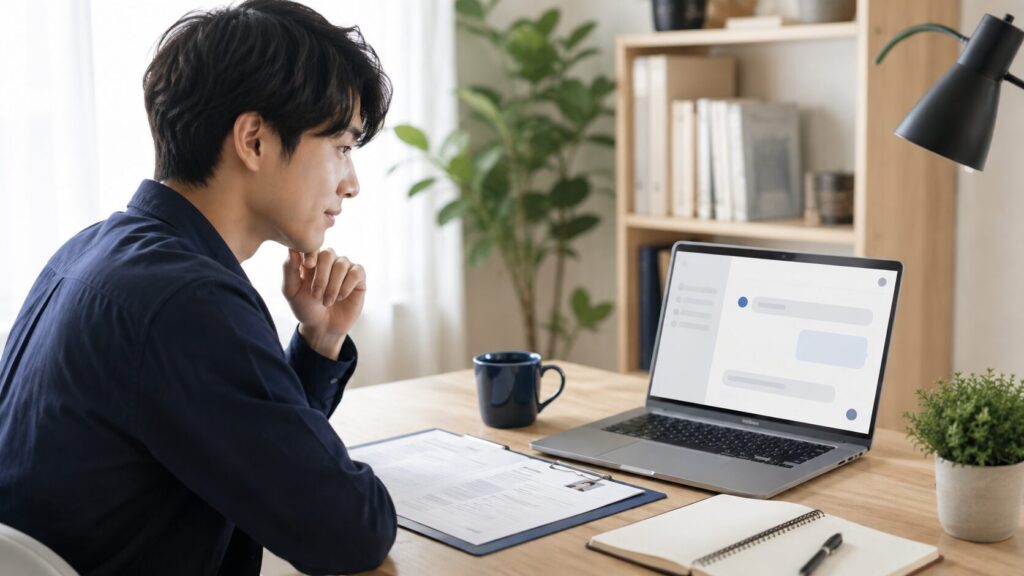 ChatGPTで面接練習をする日本人の就職希望者