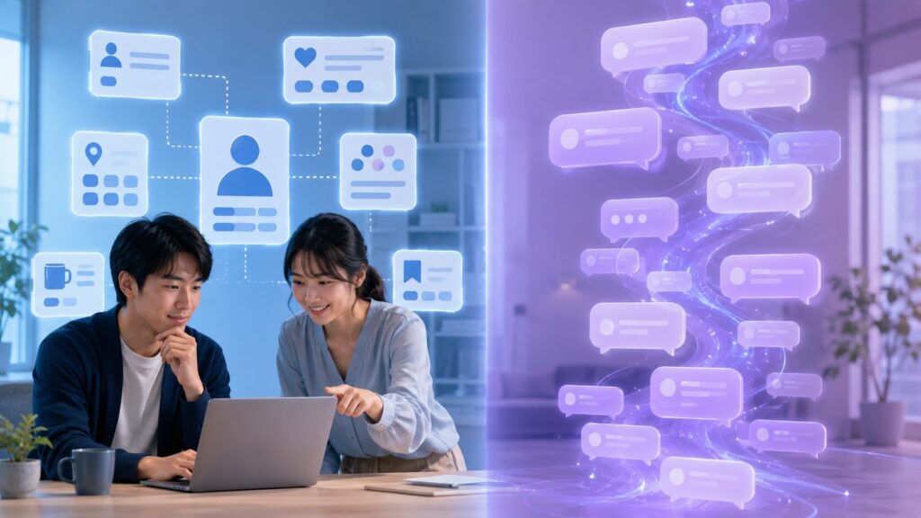 ChatGPTの保存メモリとチャット履歴の違いを示すイメージ