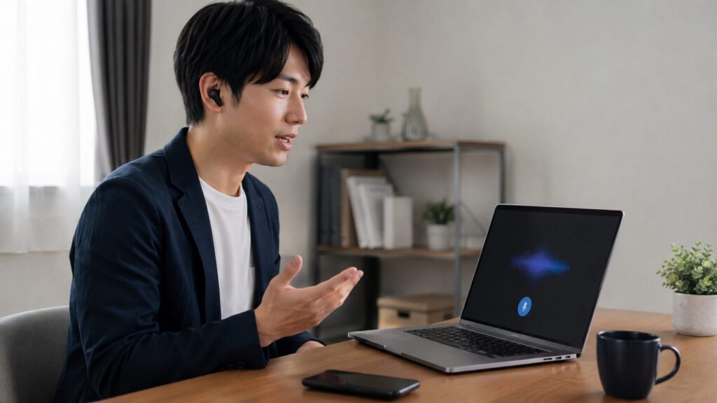 ChatGPTのボイスモードで模擬面接をする日本人男性