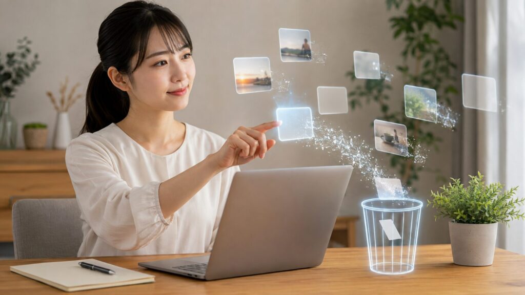 ChatGPTの不要な保存メモリを整理して削除する日本人女性