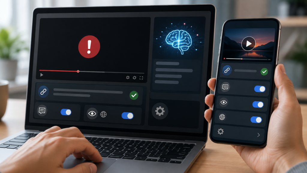 GeminiのYouTube要約をPCとスマホで確認するイメージ