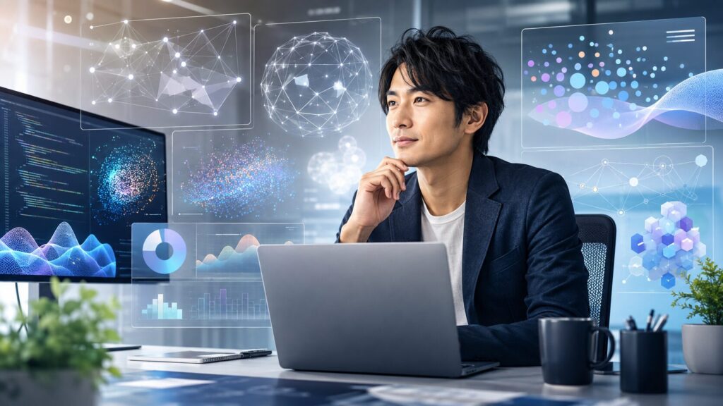 Grokの推論やデータ分析、コーディング機能を活用する日本人男性
