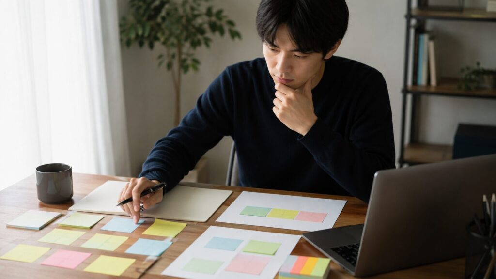 STAR法を使って面接回答を整理する日本人の求職者