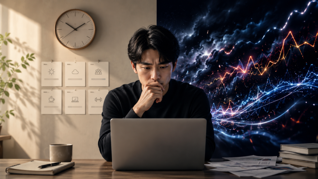Geminiの時間指定アクションとリアルタイム情報取得の違いを示すイメージ