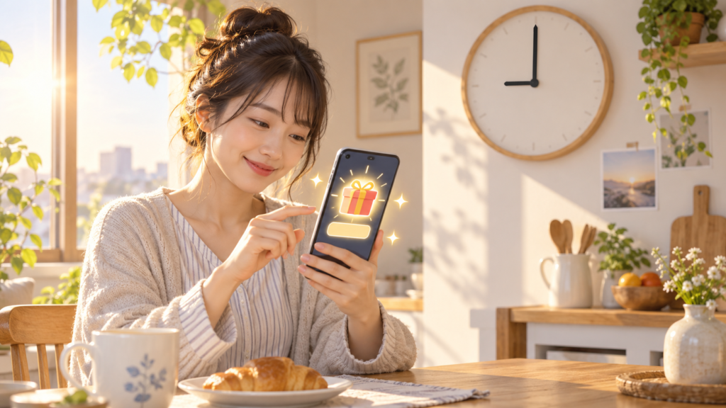 PixAIのデイリークレジットを日本時間の午前9時に受け取るイメージ
