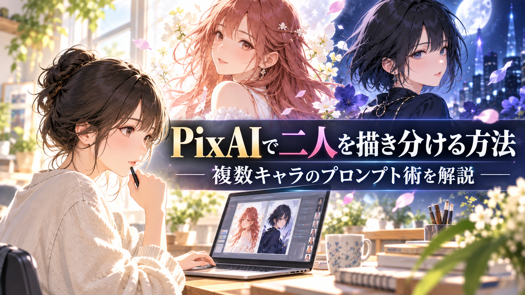 PixAIで二人を描き分ける方法｜複数キャラのプロンプト術を解説